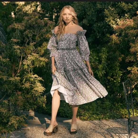 Eddy Dresses & Skirts - Eddy Women's Olivia Midi Dress in White/Amaranth Floral, Size S, $398 NWT
